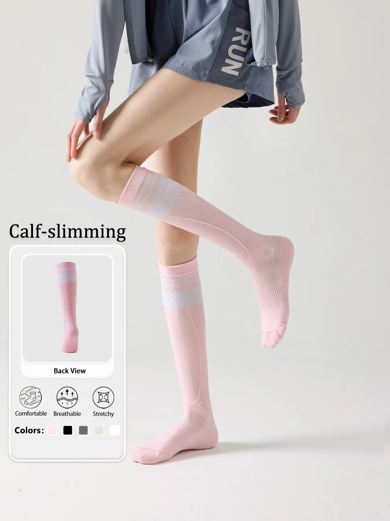 【1 pair】Womens Knee High Compression All Season Socks Breathable Running Calf Support Athletic