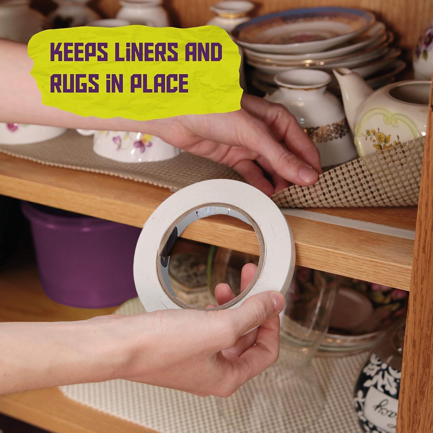 Double-Sided Tape White, 2 Inches x 10 Yards, Heavy Duty Double Sides self Sticky Wall Fabric Tape for  Templates, Furniture, Leather, Curtains and Craft