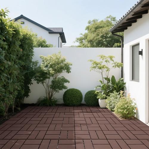 Plastic interlocking decking tiles, 44 packs of terrace decking tiles, 12“ x 12” waterproof for all-weather use, backyard pool decking tiles, Brown