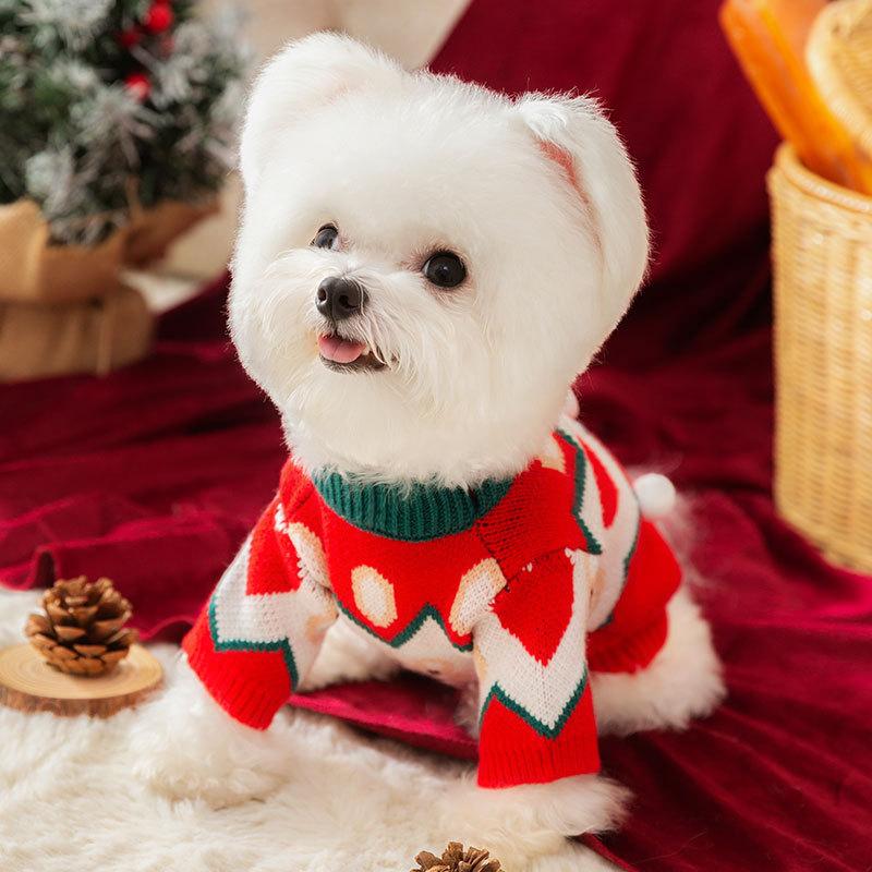 Autumn Winter Dog Clothes New Year Christmas Bear Pullover Sweater for Teddy Bichon
