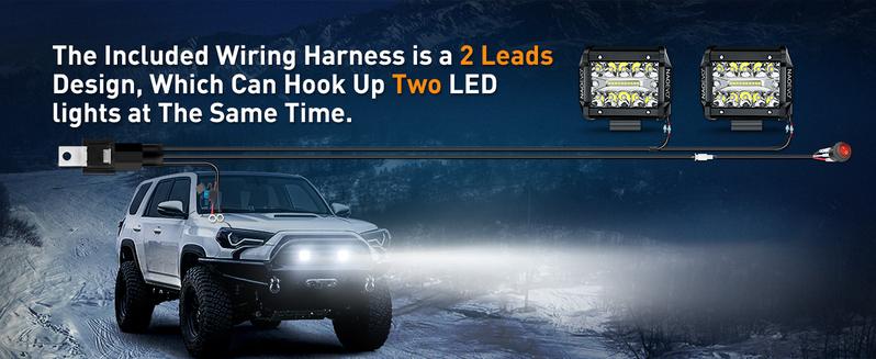 NAOEVO 4 Inch LED Pod Lights, Spot Flood LED Fog/Driving/Off Road Lights with 2 Leads Wiring Harness, Cube Pods for Truck Boat ATV UTV, 2 Pcs (White)