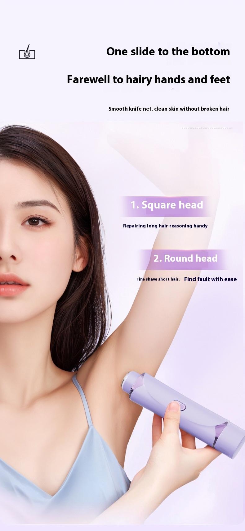 3D Floating Blade Electric Hair Remover & Bikini Trimmer for Women - Wet/Dry Use Body Legs Underarms - Dual Head Rechargeable Travel Size 3D Floating Blade Electric Hair Remover & Bikini Trimmer for Women - Wet/Dry Use Body Legs Underarms - Dual Head Rechargeable Travel Size