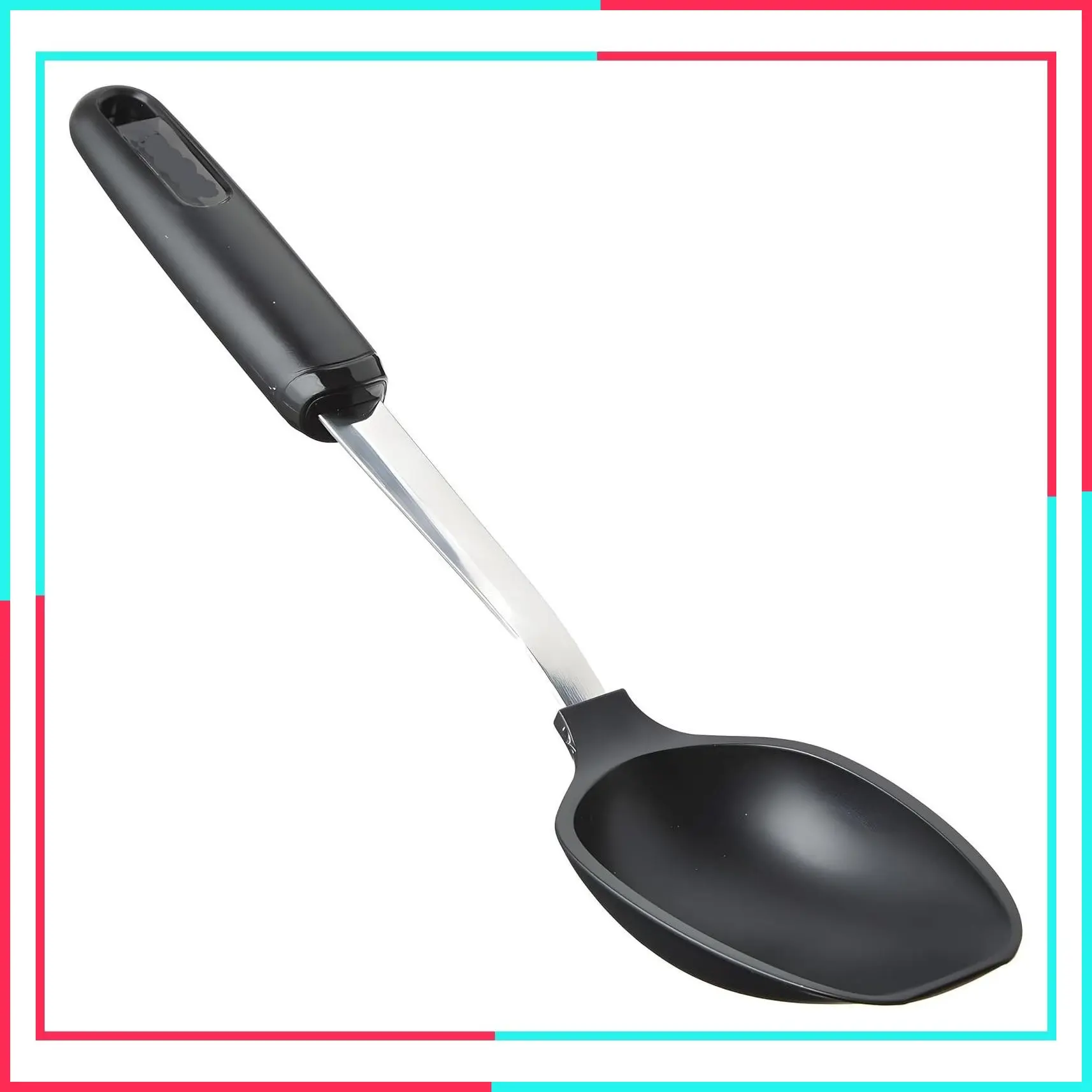 Everyday 13-Inch Flat Edge Basting Spoon – Heat Resistant Nylon Head Safe to 400°F with Stainless Steel Connection – Safe for Nonstick Ceramic Cookware, Durable Kitchen Spoon