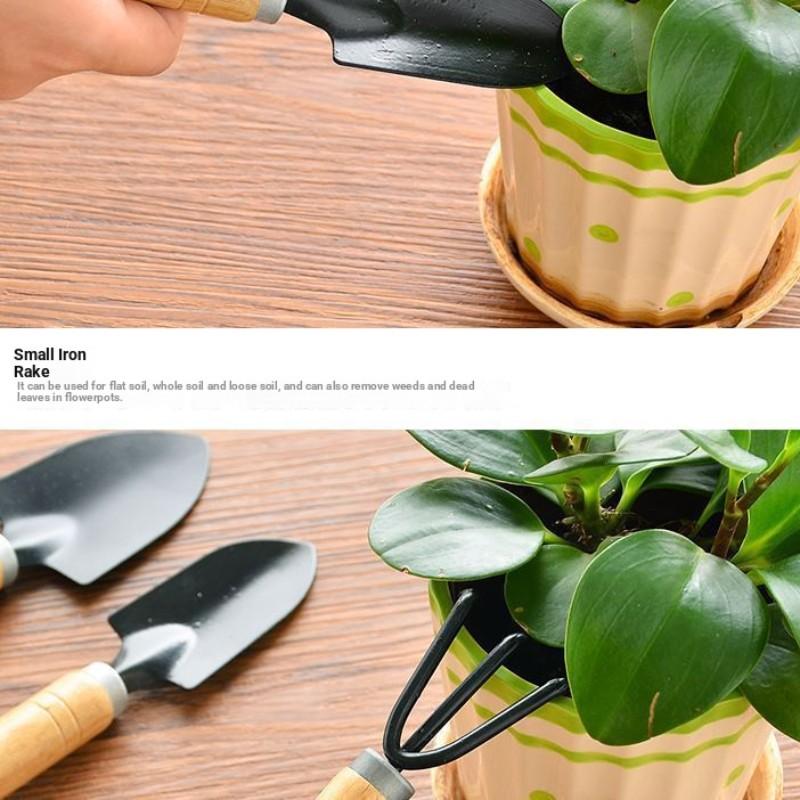 3-Piece Garden Tool Set, Small Shovel Tools for Home Gardening, Planting Vegetables, Flower Potting, Soil Loosening, Iron Spade