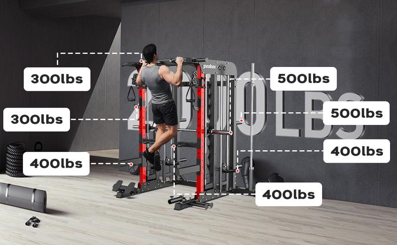Pooboo Multi-Functional Machine Power Cage, 2000LB Squat Rack, LAT-Pull Down System, Dual Pulley Cable Crossover System, Home Gym Workout Machine with Strength Training Attachments Pooboo Multi-Functional Machine Power Cage, 2000LB Squat Rack, LAT-Pull Down System, Dual Pulley Cable Crossover System, Home Gym Workout Machine with Strength Training Attachments