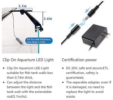 Hygger HG018 Clip On Full Spectrum Aquarium LED Light Day-Night Dual Timer Sunrise-Dusk-Moon Fish Tank Light Adjustable Timer 9 Colors for Planted Tank