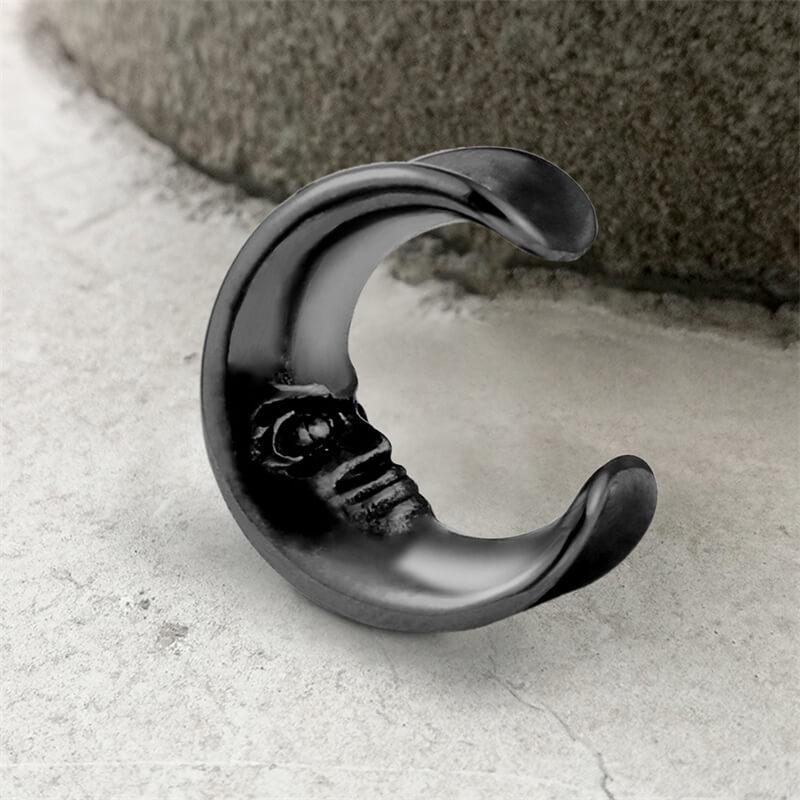 GTHIC Moon Saddle Human Face Ear Gauge for Men and Women Statement Jewelry