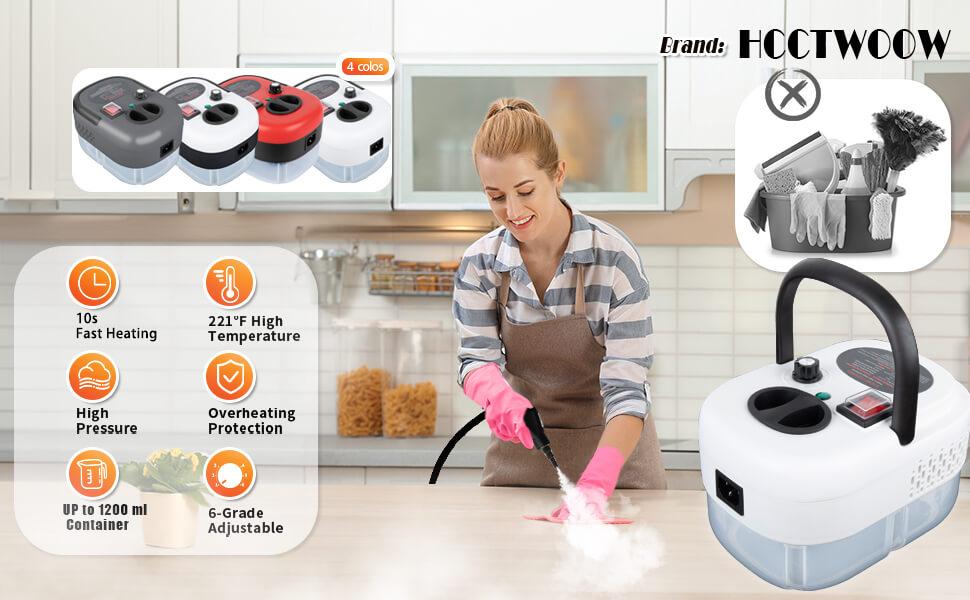 2500W High-Temperature Handheld Steam Cleaner, 40.58oz - Versatile with Window Scraper & 3 Brush Heads, Adjustable Steam Knob for Efficient Home Cleaning - Ideal for Kitchens, Bathrooms, Glass & More, Steam Cleaner for Car