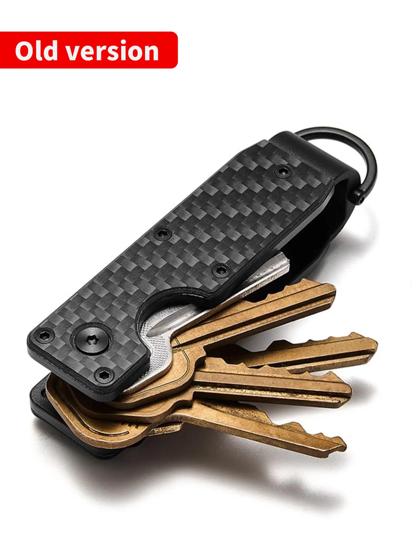 Minimalist Heavy Duty Authentic Keychain, Compact Carbon Fiber Pattern Metal Key Organizer with Screwdriver, Unisex Anti-Scratch Key Clip, Durable Key Ring Holder with Gift Box, Ideal Gift for Friends and Family