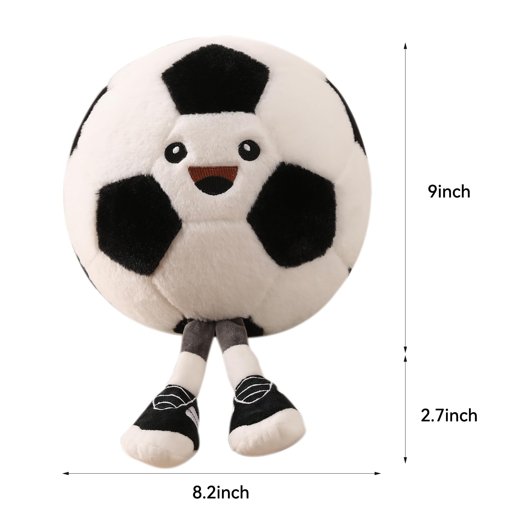 Funny Soccer Ball Plush Pillow with Legs - Adorable Stuffed Animal Toy for Boys and Girls, Soccer-Themed Throw Pillow Gift for Room Decor, Sofa or Bed, Soft Stuffed Animal (Soccer 10 Inch)