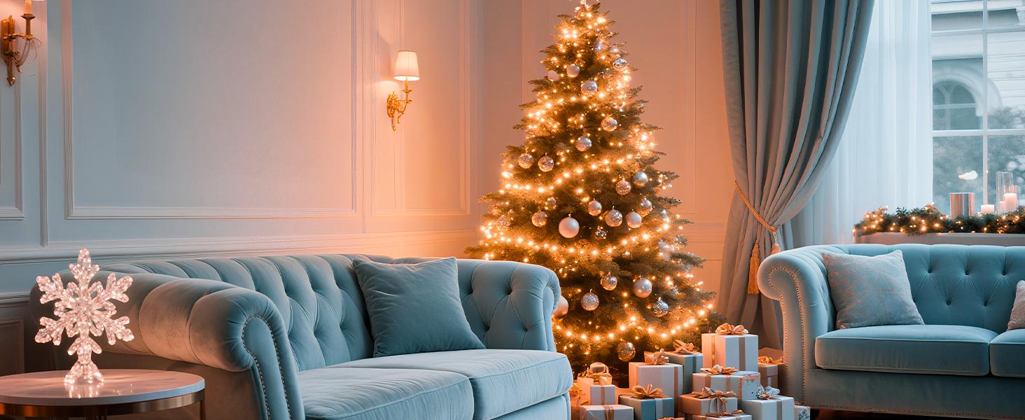 Christmas Lights, 100-Count 20ft Clear Incandescent Bulb Mini String Lights for Indoor Holiday Decor, Christmas Tree Garland Wedding Party Multi-Use Decoration, White Wire