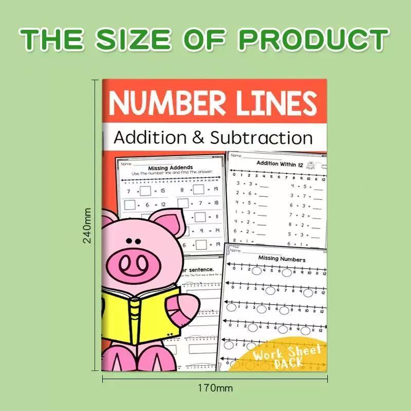 32 Page Interactive Math Learning Workbook, Addition and Subtraction Practice, Crossword Puzzle, Rich Math Activities, Learning Materials, Back-To-School Gift