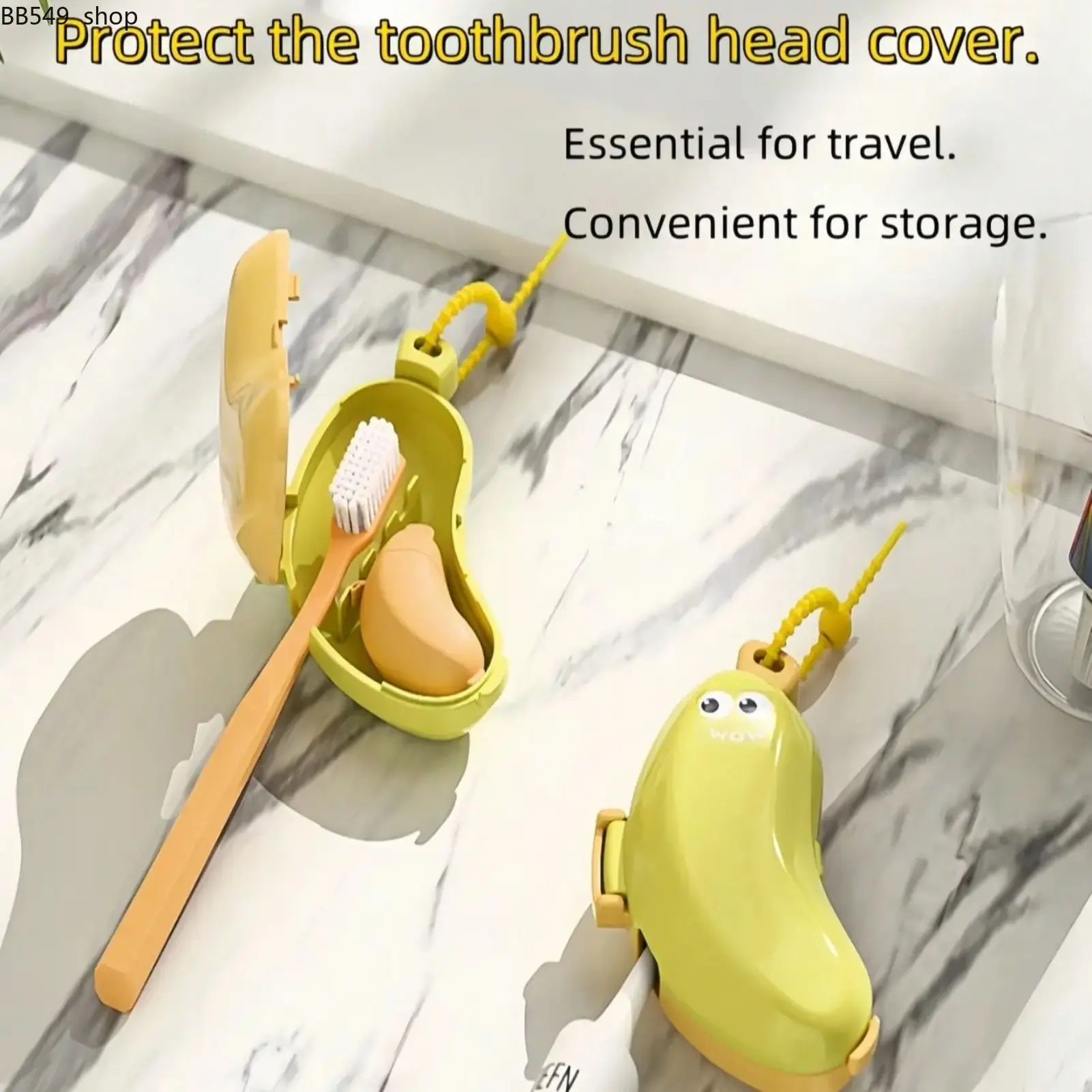 Banana Shape Toothbrush Holder, Reusable Clip-On Cover, Durable Plastic Case, Portable Travel & Home Use, Fits All Standard Brushes