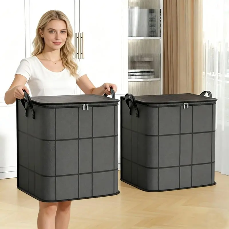 1pc 26.42gal Large Clothes Storage Bags, Closet Organizers Storage Containers, Collapsible Storage Bins with Reinforced Handles, Sturdy Zippers, for Clothing, Blanket, Comforters, Under-Bed Storage