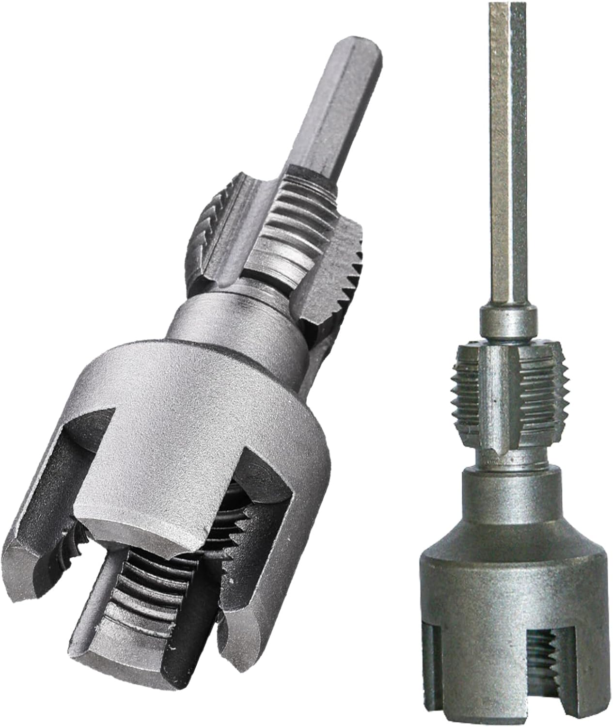 Pipe Thread Cutting Tool, Electric Drill Compatible Pvc Pipe Threader Kit, Thread Trimming and Angle Bolt Repair Tool, Garden Hose Thread Die, 1/2", 3/4"