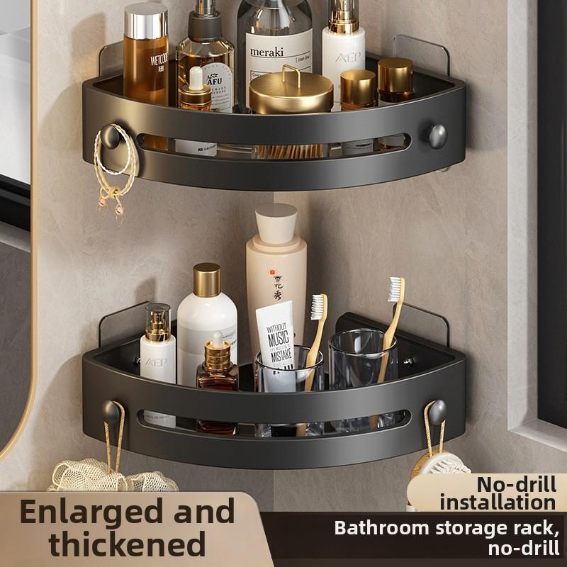 2-3-Pack Gun Gray ABS Triangular Suction Cup Shower Caddy 3-Tier Corner Shelves No Drilling Bathroom Organizer 40lbs Load Capacity Towels Hook Toiletries Storage Rack