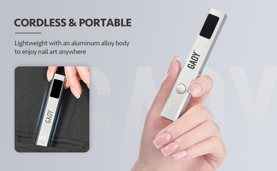 GAOY Cordless Nail Lamp with Stand, Mini Handheld UV Light with LCD Display for Gel Nails, Rechargeable USB Nail Dryer for Fast Curing