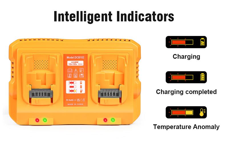 Amityke DCB102 Battery Charger Station Replacement for Dewalt Compatible with 12V/20V Max Battery