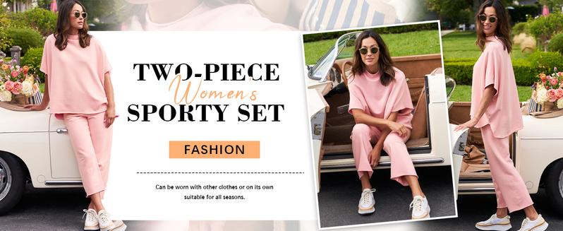 Songling Women's Casual Two-Piece Outfits 3/4 Batwing Sleeve Capelet CrewNeck Pullover Top & Wide Leg Pants Lounge Sets Sweatsuit Blazer Trouser Womenswear Clothes Gamis