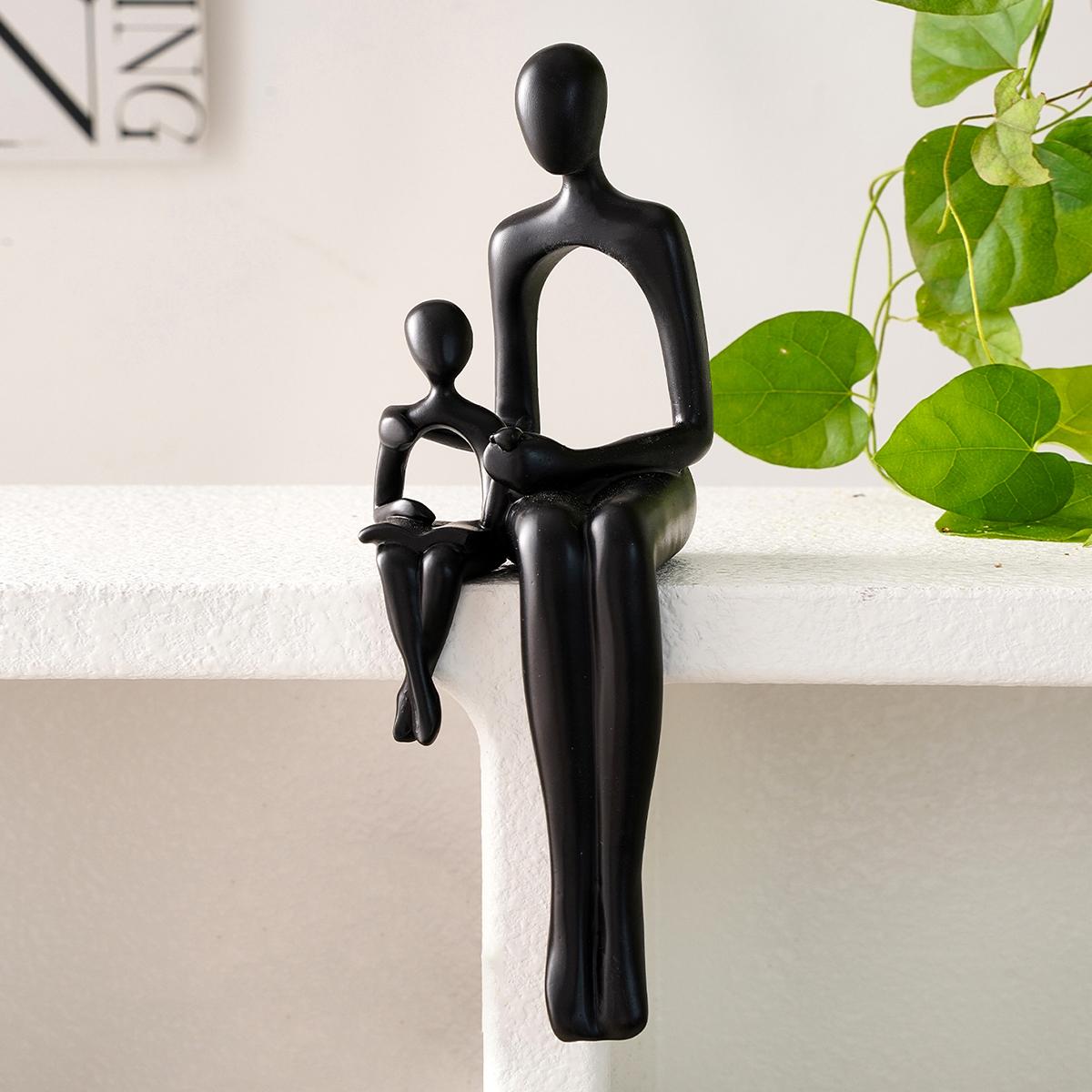 1 Piece Abstract Sculpture, Sitting Couple Sculpture, Modern Resin Figurine For Home Office Decoration