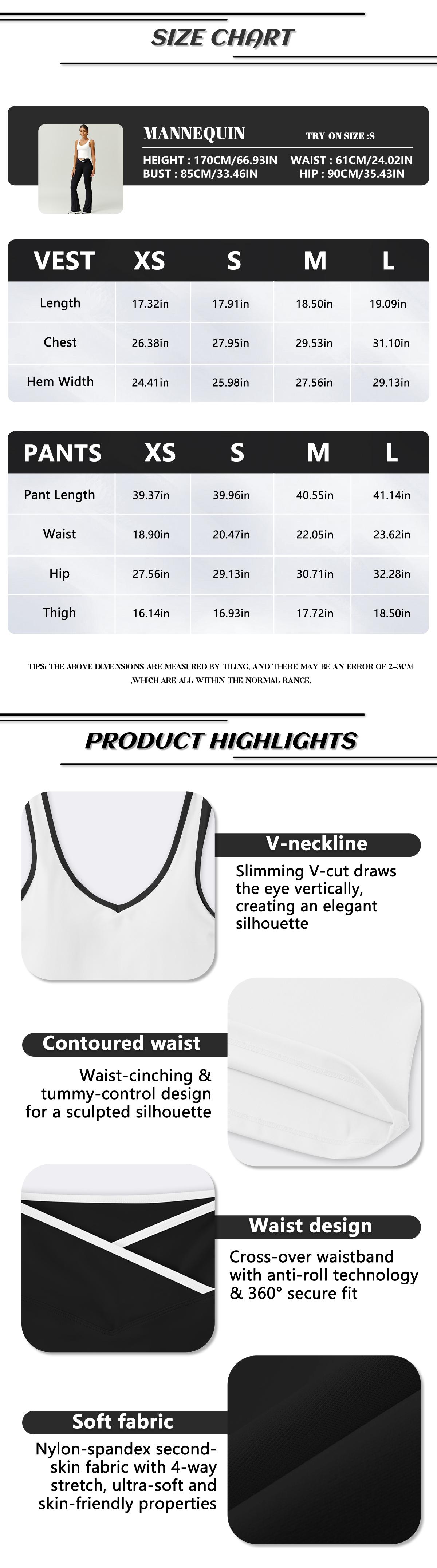 TimeOFF Two-Piece Color Block U-Neck Piped Tank & Bell Bottom Set, Deep V-Back Cutout, Contrast Binding Detail, Solves Trendy & Sculpting Need for Gym, Dance & Chic Casual Occasions,loungesetwomen,sweatsuits women,comfort sweat set,summervibes