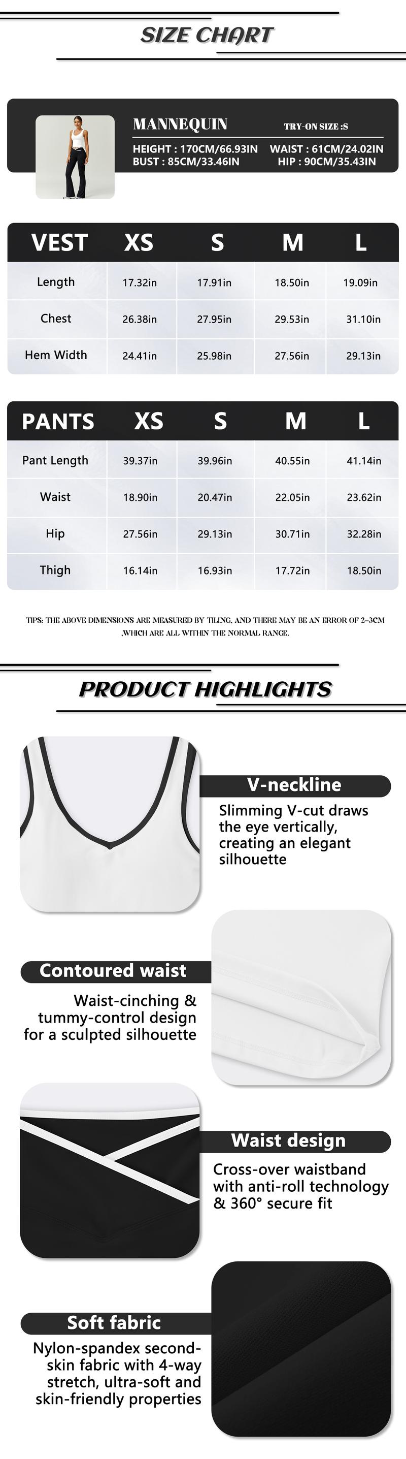 TimeOFF Two-Piece Color Block U-Neck Piped Tank & Bell Bottom Set, Deep V-Back Cutout, Contrast Binding Detail, Solves Trendy & Sculpting Need for Gym, Dance & Chic Casual Occasions,loungesetwomen,sweatsuits women,comfort sweat set