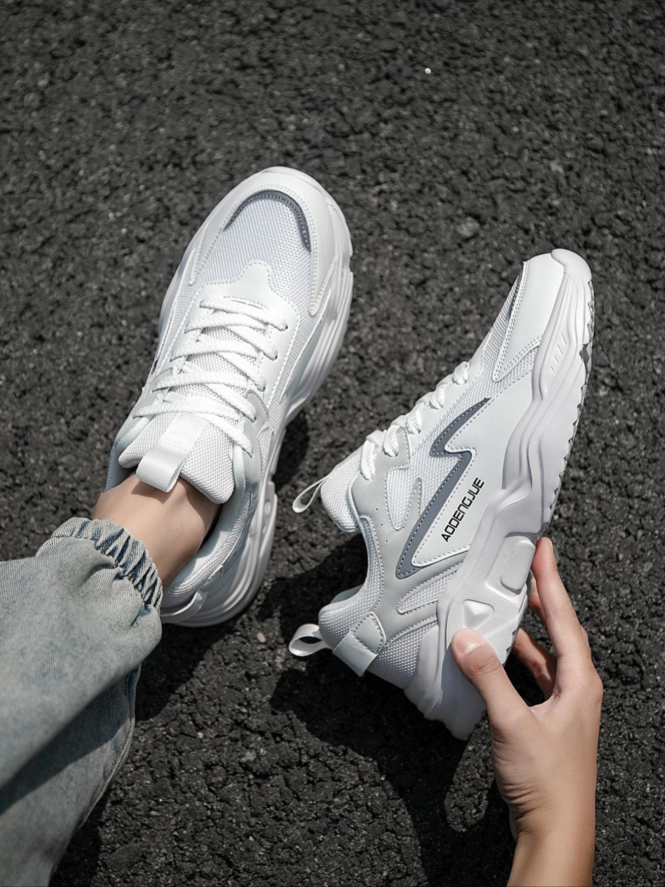 Men's Fashionable Patchwork Lace Up Low Top Sneakers, Casual Comfortable Sports Running Shoes, Trendy All-match Sneakers for Daily Wear