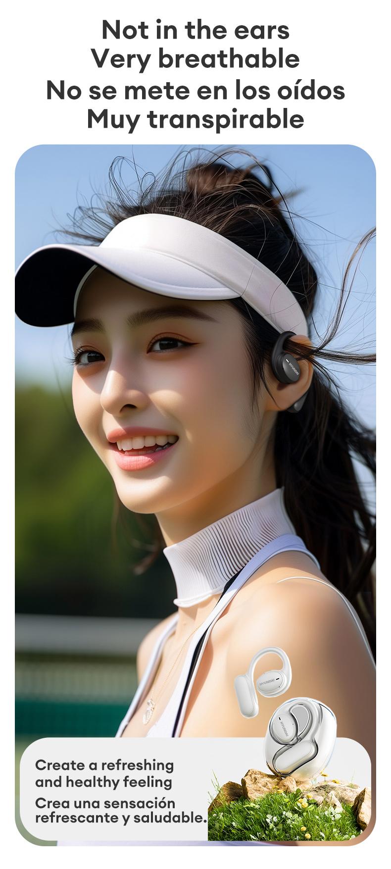 HYUNDAI OpenAir 5  Wireless Bluetooth 5.4 Earbuds High-Fidelity Robust Bass Sound Headphones, Breathable Open Ear Electronic Headset for Workout & Sports