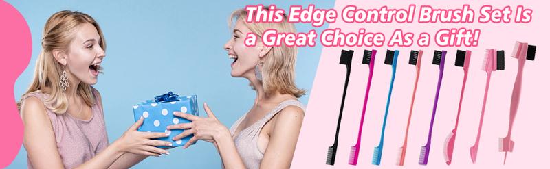 Edge & Back Brushing Comb Set - 8 Counts Hair Styling Comb Set for Women with Rat Tail Brush for Edge Control and Slicking Hair Haircare Smooth