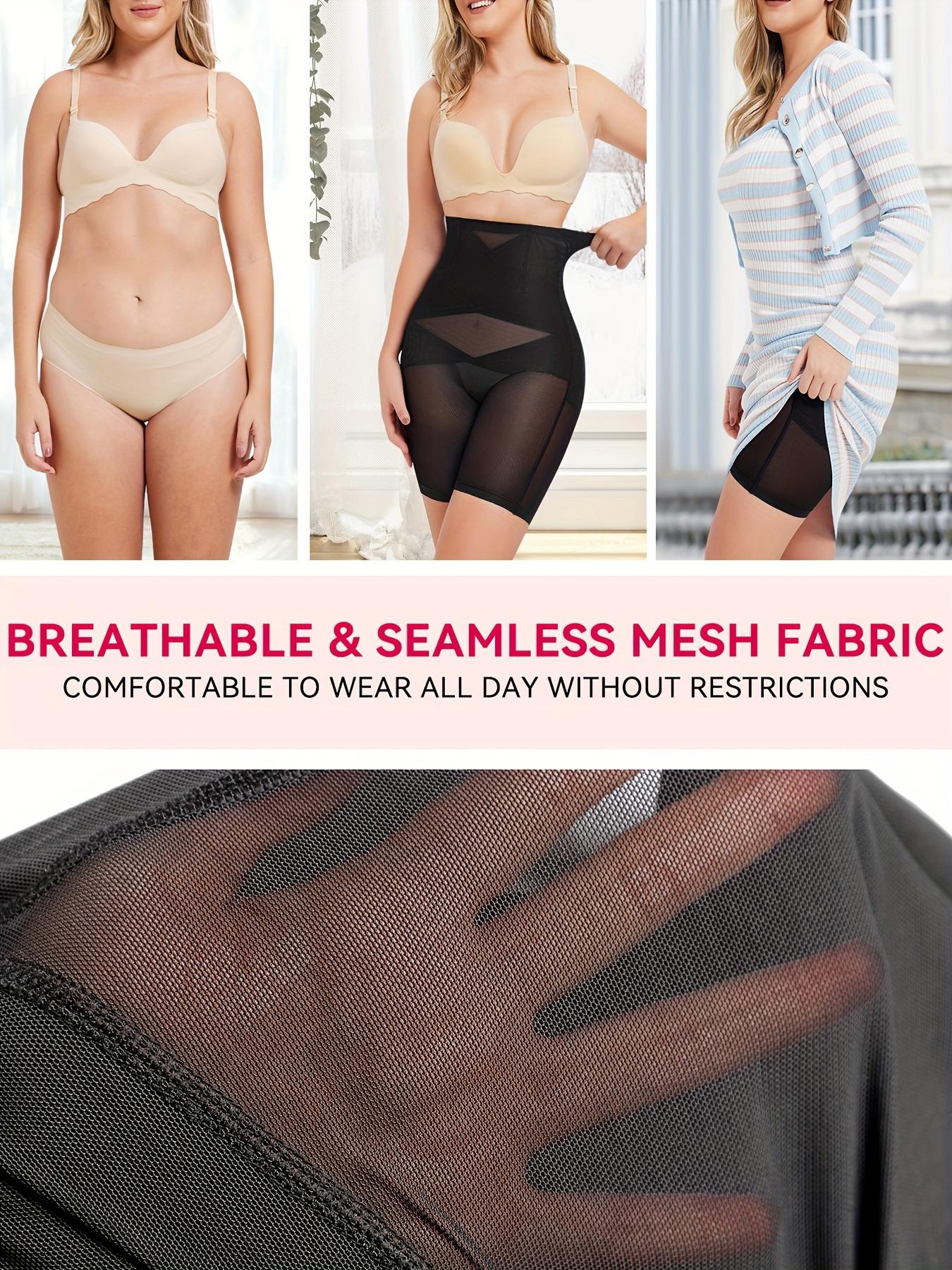 Plus Size Women's Shapewear Panties, High Waist Criss Cross Design, Breathable Mesh Fabric, Comfortable & Elastic, All Seasons Wear