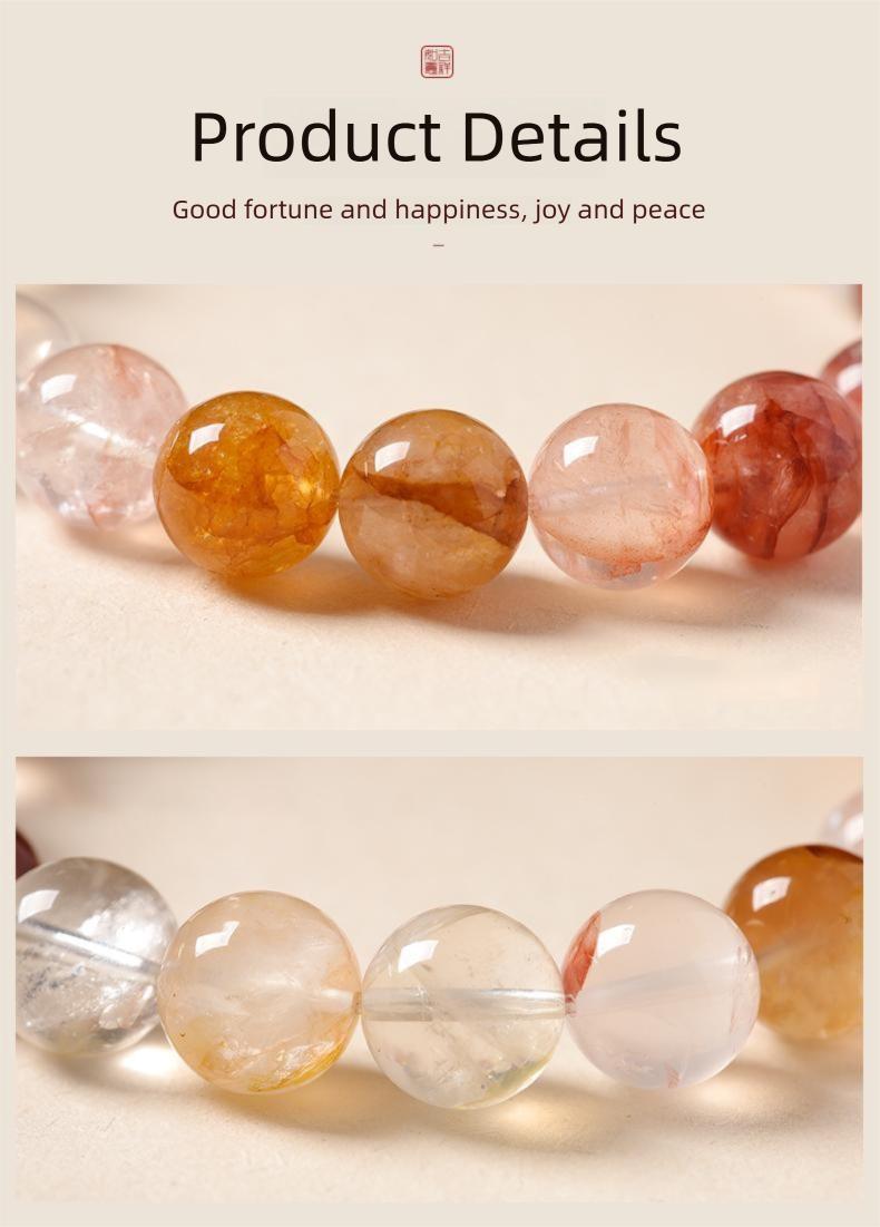 [Vast Fortune] crystal bracelet, flower agate, unisex, daily wear gift, 10mm beads natural stone, great success peace inner calm symbol