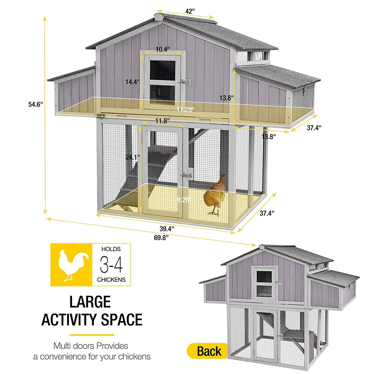 Aivituvin-AIR66 Foldable Chicken Coop for 3-4 Chickens | Fast Assembly Design