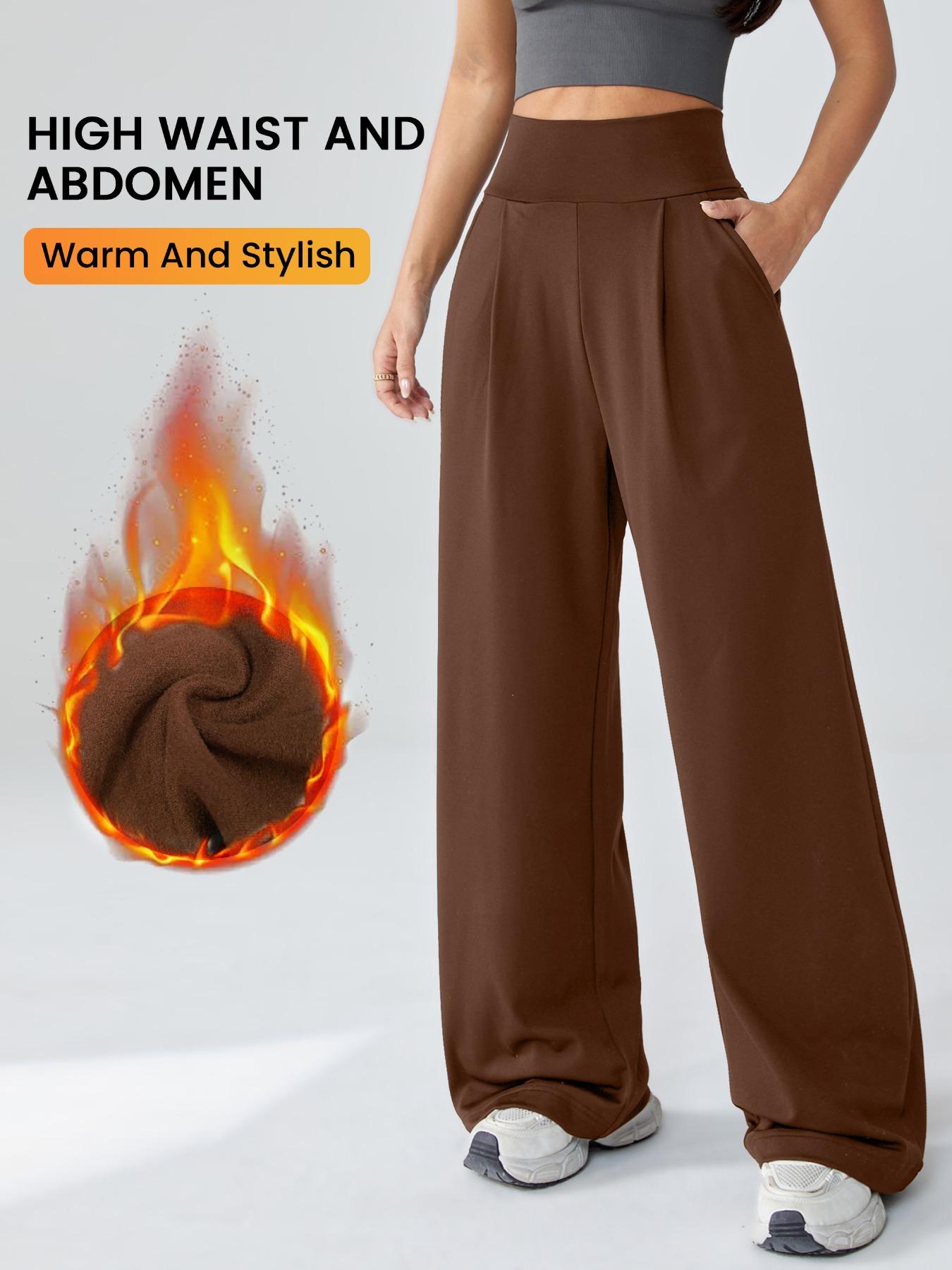 Women's High Waist Yoga Pants, Loose-Fit Casual Straight Leg Knitted Joggers, Fall & Winter Warm Sportswear, Perfect Daily Wear, Cute Gym Clothes