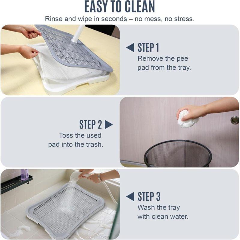 Leak-proof puppy urine pad holder and training station, heavy-duty indoor dog toilet system, easy to clean, suitable for puppies and adult dogs toilet training, center column design dog urine pad bracket, with training tray stable and leak-proof