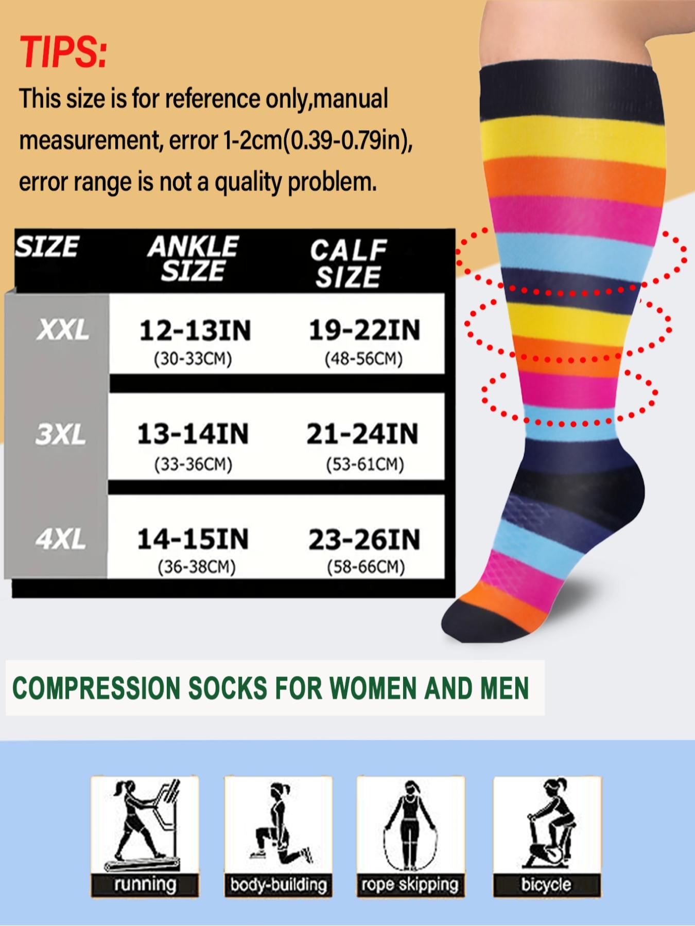 Women's Plus Size Compression Socks, Sports Running Socks for Circulation, Nurses, Pregnant Women, Sports Socks for Women, Compression Athletic Socks
