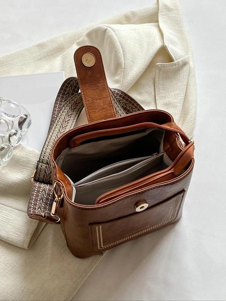 Classic style retro women's small bag, bucket bag, crossbody bag, shoulder bag, exquisite, simple, unique, atmospheric, versatile solid color small bag, fashionable bags, suitable for going out, shopping, commuting