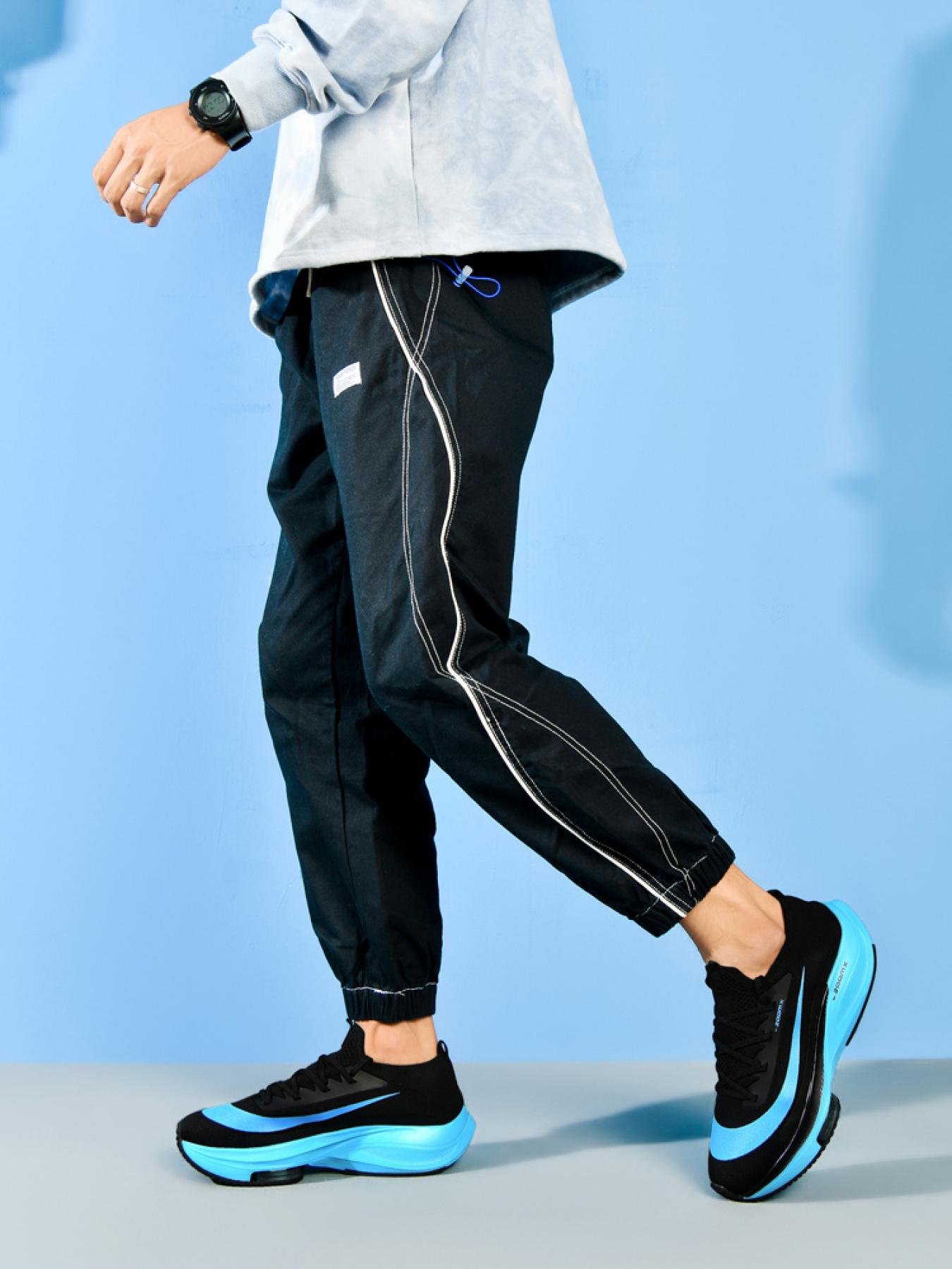 Men Sports Running Shoes Casual Marathon Air Cushion Sneakers Leather Breathable Lightweight Male Comfortable Athletic Nonskid Casual Sneakers Hiking Outdoor Footwear