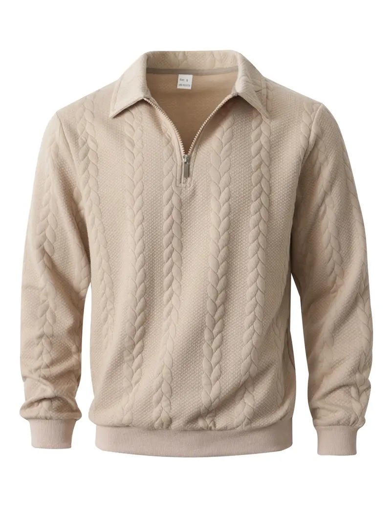 Men's Spring Outfits Knitted Polo Neck Long Sleeve Fitted Knitwear Sweatshirt for Daily Wear, Casual Basic Knitwear, Old Money Zipper Half Button Design, Casual Versatile Sweater Pullover, Essential for Man's Wardrobe