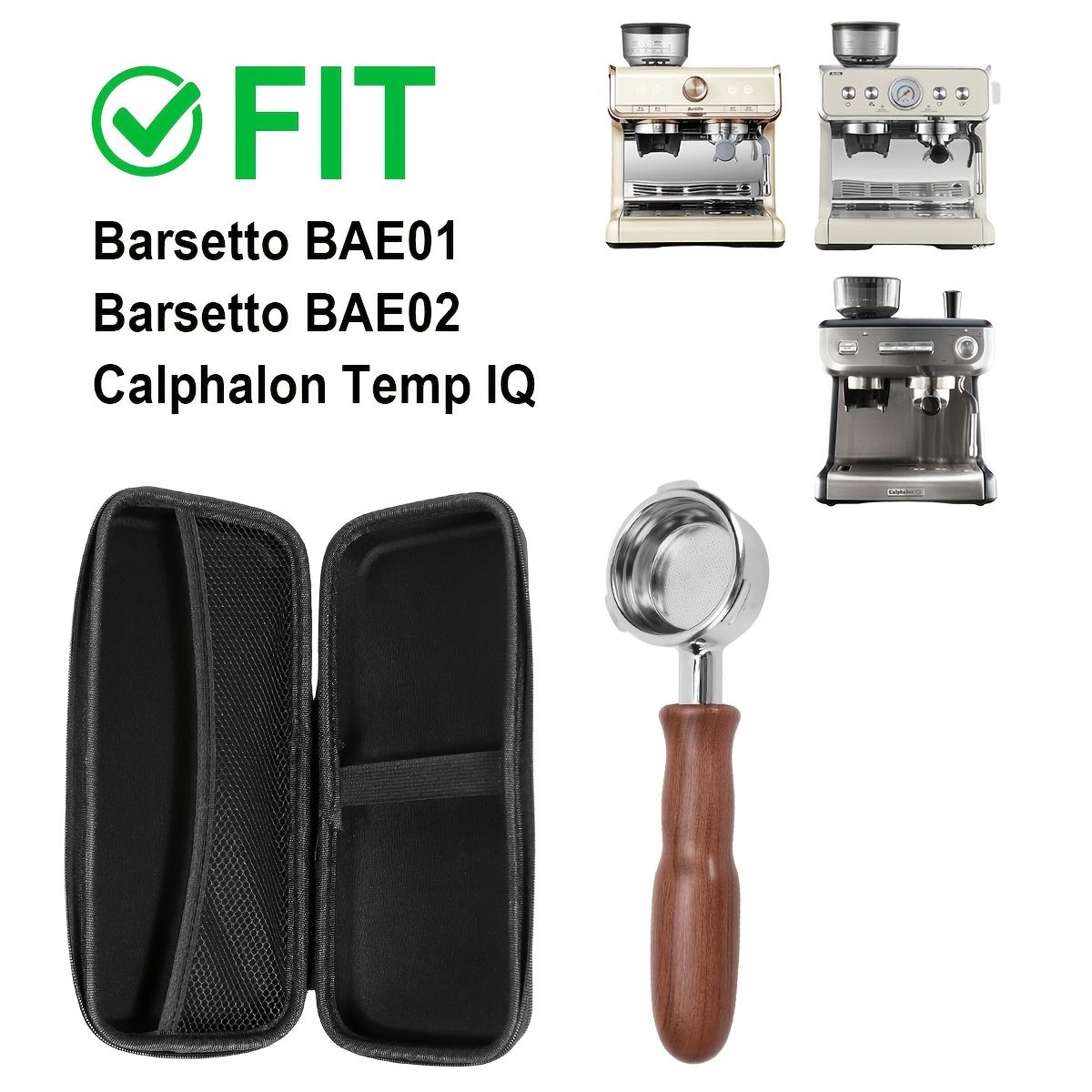 58mm Espresso Bottomless Portafilter Tool - 3 Ears Bottomless Portafilter with Solid Wood Handle, Stainless Steel Naked Portafilter Along with Filter Basket + Storage Box, Compatible with Barsetto BAE01, BAE02, Calphalon Temp IQ