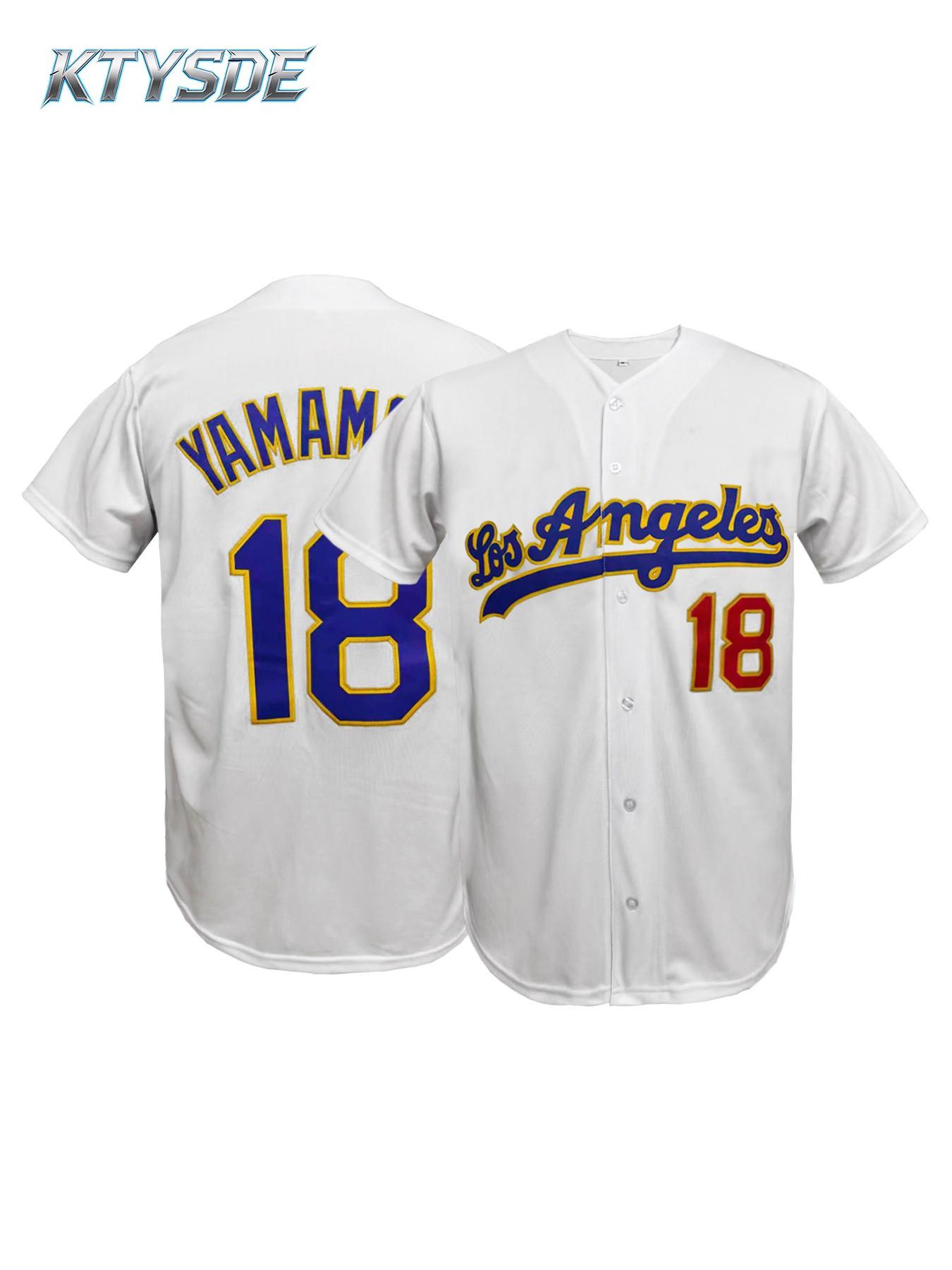 KTYSDE Men's #5 Los Angeles Stitched Baseball Jersey, Vintage Stitched Button Up Baseball Top, Quick Dry Athletic Shirt for Baseball Fans, Softball & Daily Outfit