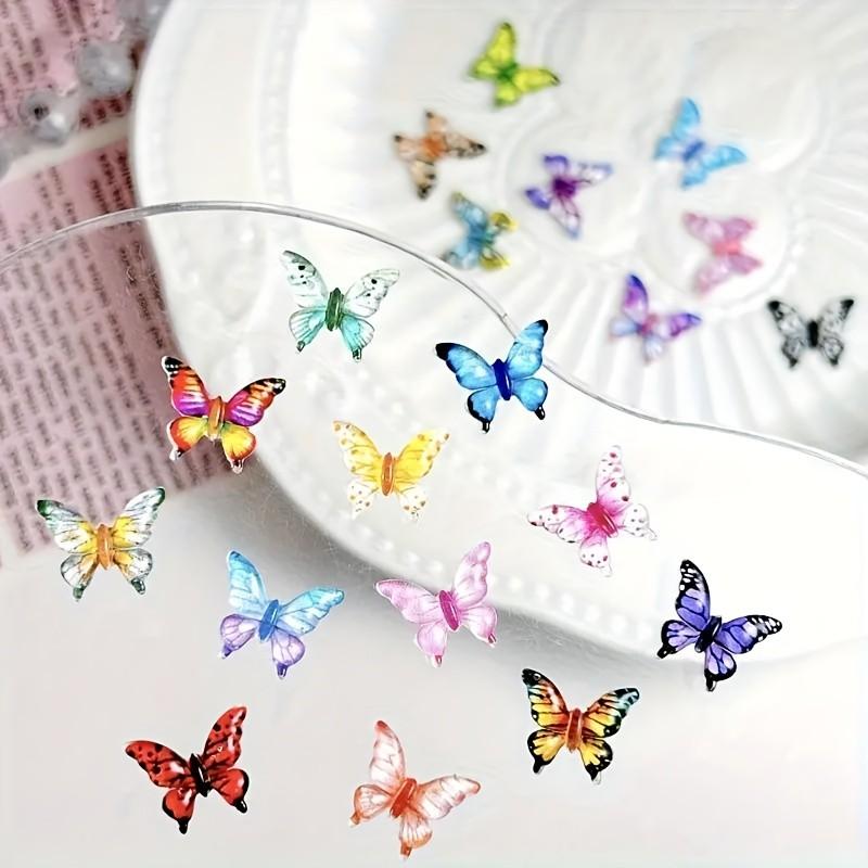 60 Mini Resin Butterfly Decorative Beads, Multicolor Insect Theme Accessories, DIY Crafts, Nail Art, Hair Clips, Jewelry Making, Christmas Decoration