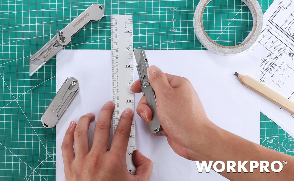 #JumpstartSale WORKPRO 3-Pack Folding Utility Knife, Quick Change Blades Box Cutter, EDC Foldable Pocket Utility Knife Sets with Belt Clip