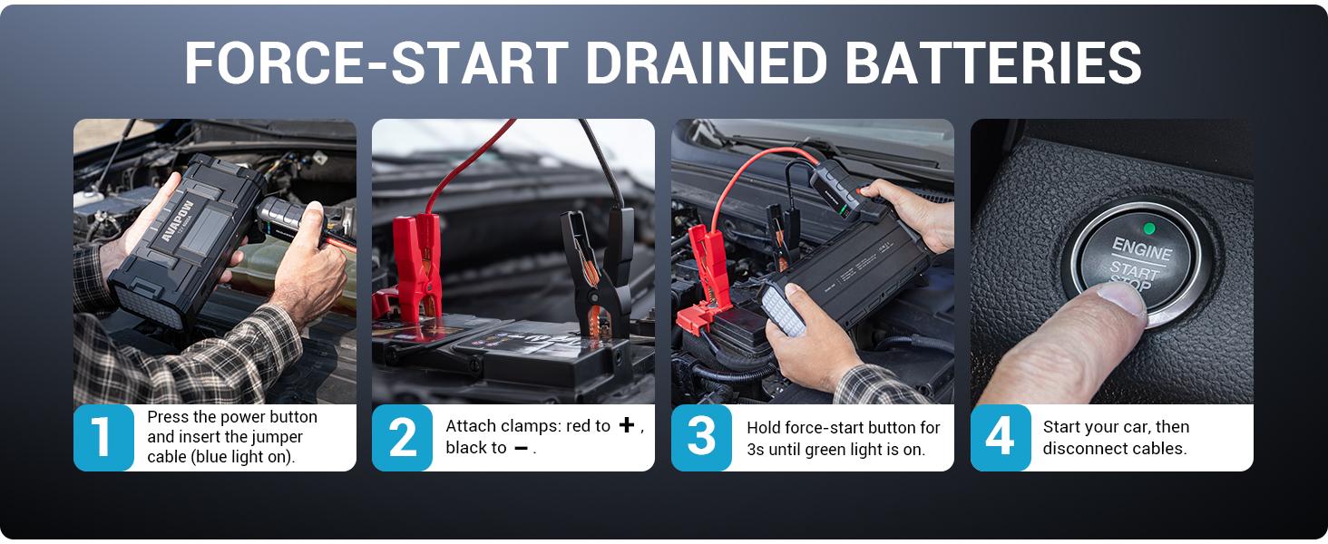 6000A Jump Starter,24000mAh Car Battery Jump Starter with LED Display,All Gas or Upto 12L Diesel,12V Jump Pack with Battery Booster with Built-in LED Light,dealsforyoudays