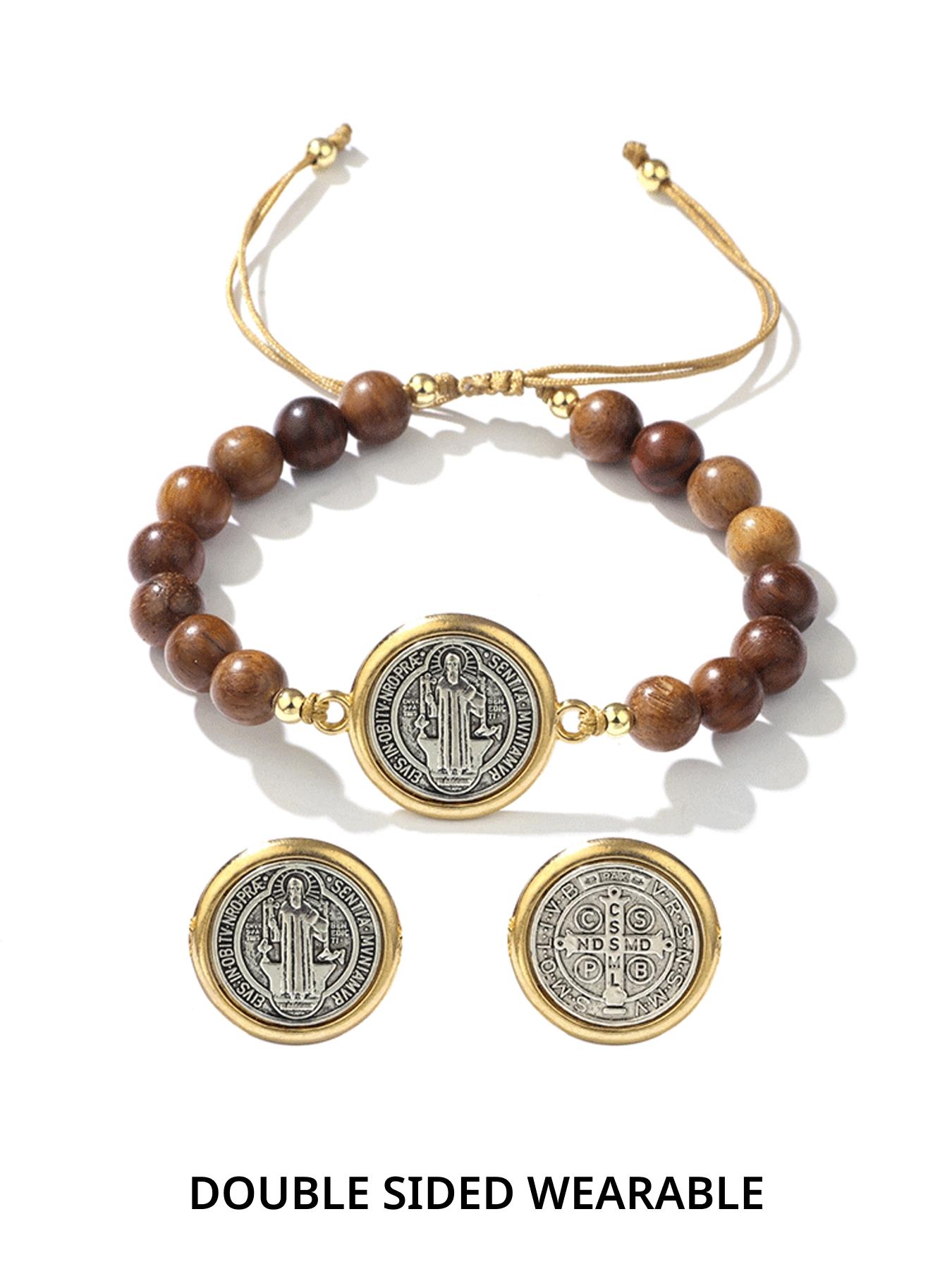 The Saint Benedict bracelet, has adjustable drawstring and bead design, making it a simple couple's woven bracelet. It is suitable for daily wear, vacation dates, and also a surprising and exquisite small gift. Religious Jewelry Gift