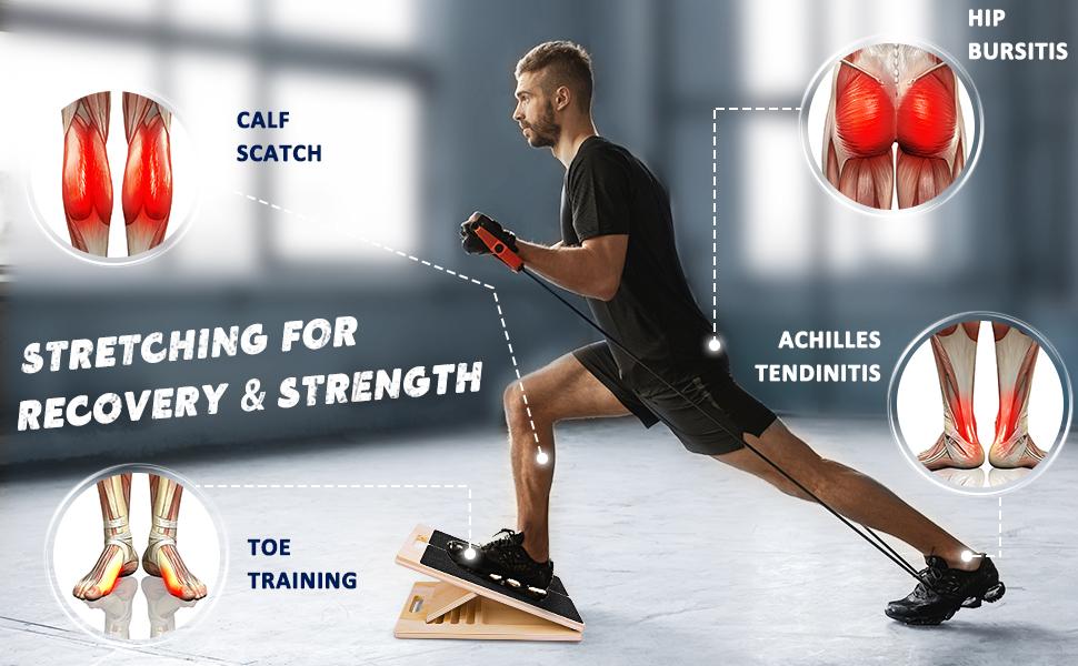 all new upgrade Slant Board for Calf Stretching,portable 6-angle adjustable wooden ramp, with a load capacity of 450 Lbs, suitable for heel,leg,ankle, knee exercises, squats and physical therapy, rehabilitation, strength, and flexibility training.