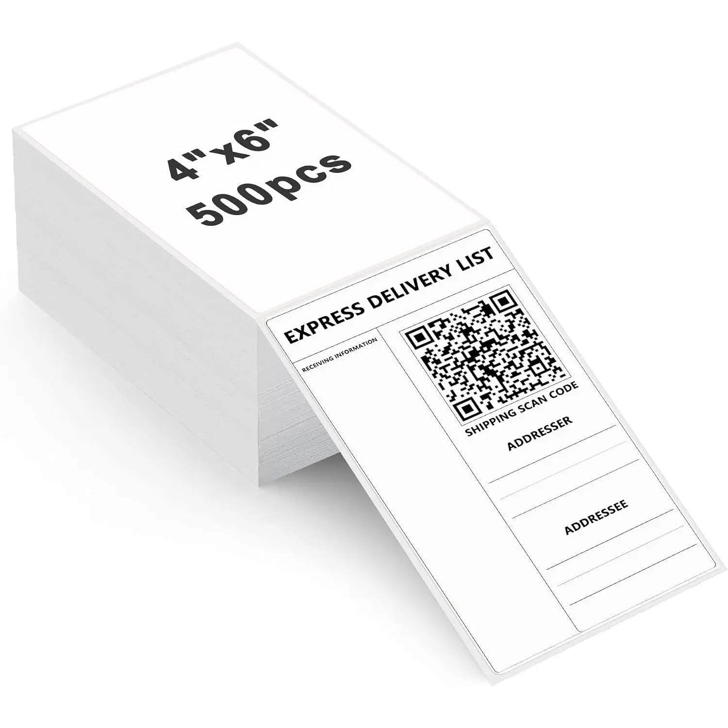 Fanfold 4x6 inch Direct Thermal Labels Shipping Address Stickers for E-Commerce Businesses Warehouses and  Offices, Compatible with Rollo &  -500pcs (1 Stack)