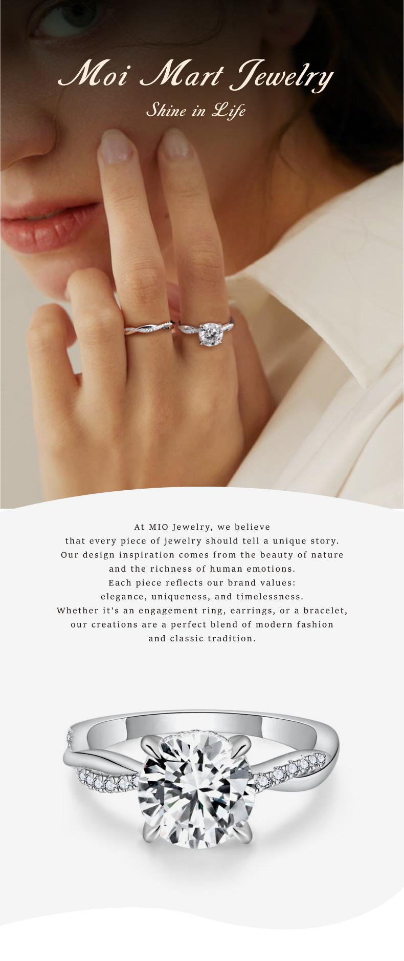 MOI MART 2CT Round Cut Synthetic Moissanite Ring, Engagement Bridal Jewelry Eternity in s925 sterling silver Anniversary Stackable Wedding Band