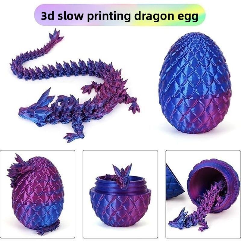 3D Printed Crystal Dragon and Egg Set, Jointed Dragon Figurine Creative Gift, Openable Dragon Egg Set Cute Pet Dragon Handmade Toy, Collectible Figurines, Collectible Room Decor