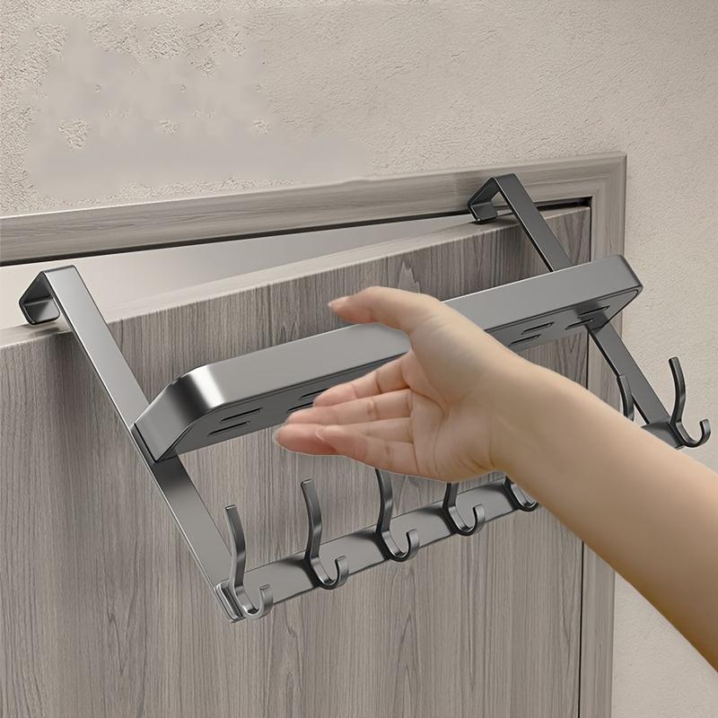 1 multifunctional over-the-door hook with storage rack - carbon steel material, wall-mounted storage rack for bedroom and bathroom