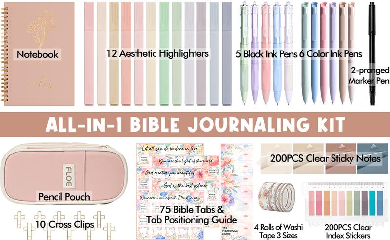 Floe Bible Study Fabric Storage Bag Set, Bible Journaling Kit with Highlighters, Pens, No Bleed, Soft Fabric Organizer for Bible Study Essentials dealsforyoudays